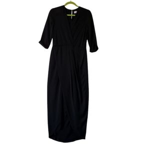 Amanda Uprichard Black Midi Dress Lined Layers Vneck Women Size‎ Small
